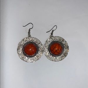 Orange and silver color earrings
